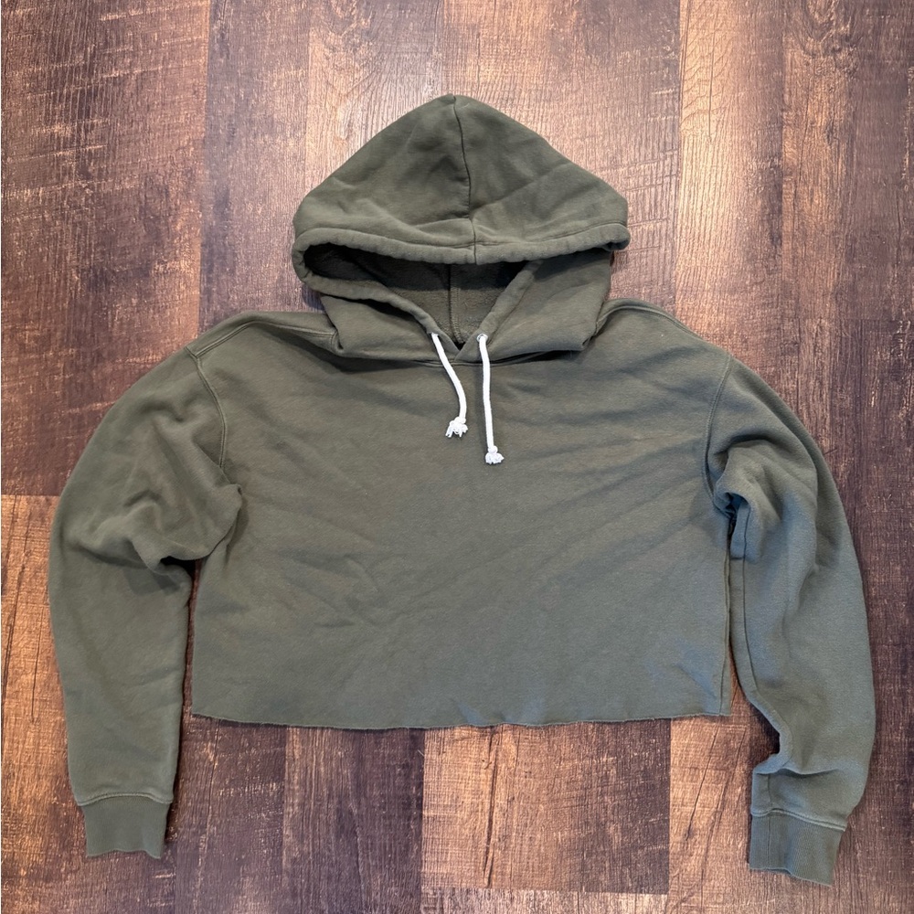 Wild Fable Olive Green Cropped Hoodie